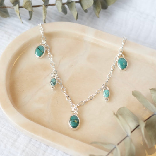 Turquoise & White Sapphire Necklace