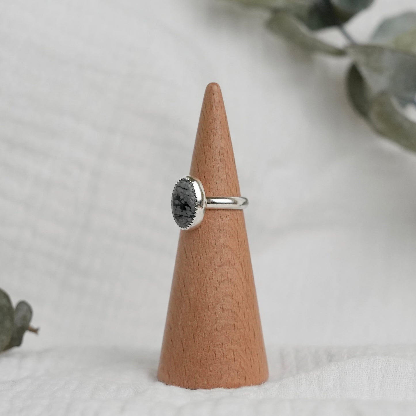 Snowflake Obsidian Ring - 4.5