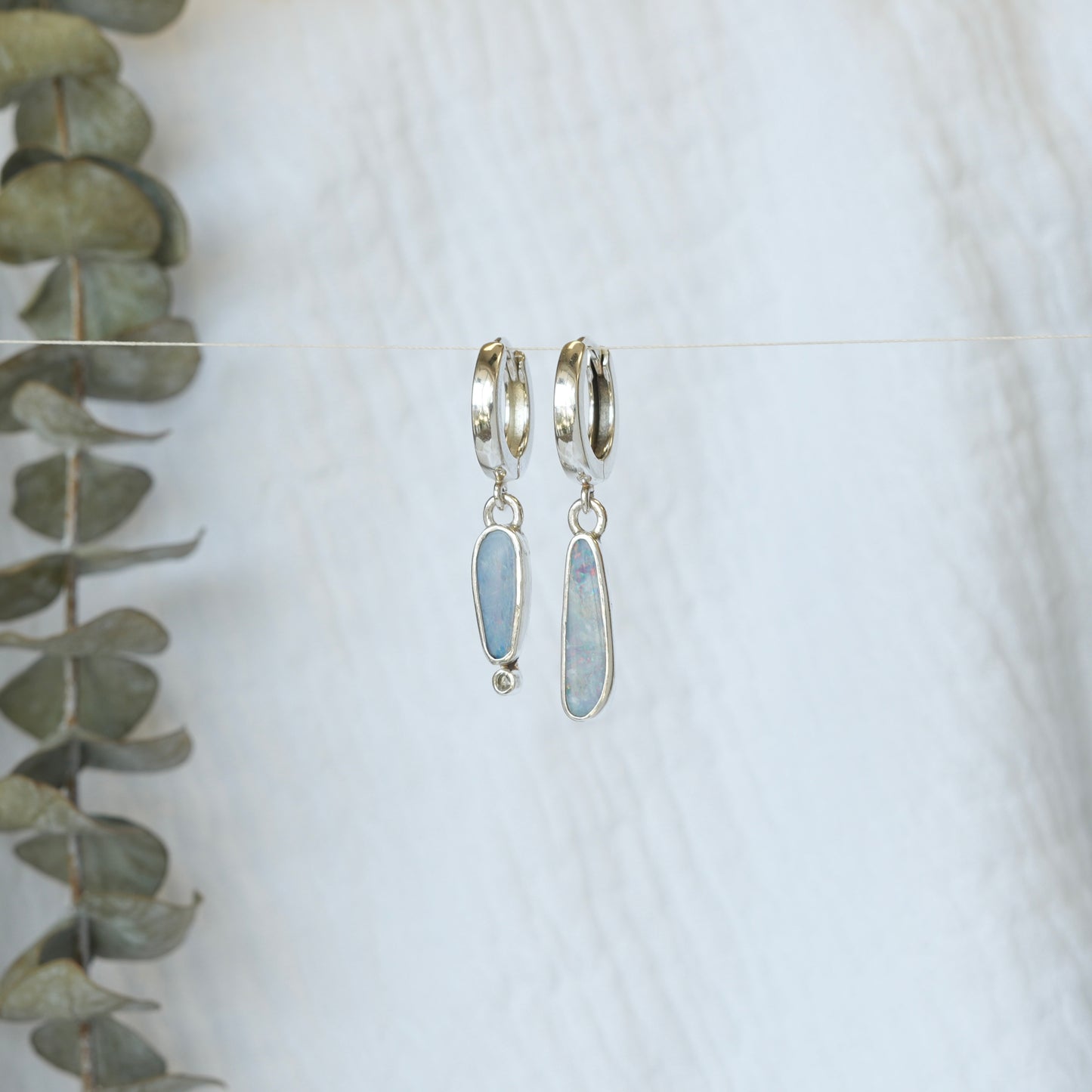 Australian Opal + White Sapphire Earrings
