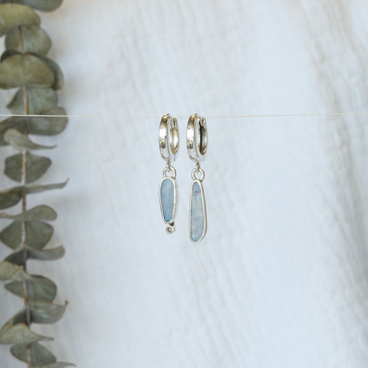 Australian Opal + White Sapphire Earrings