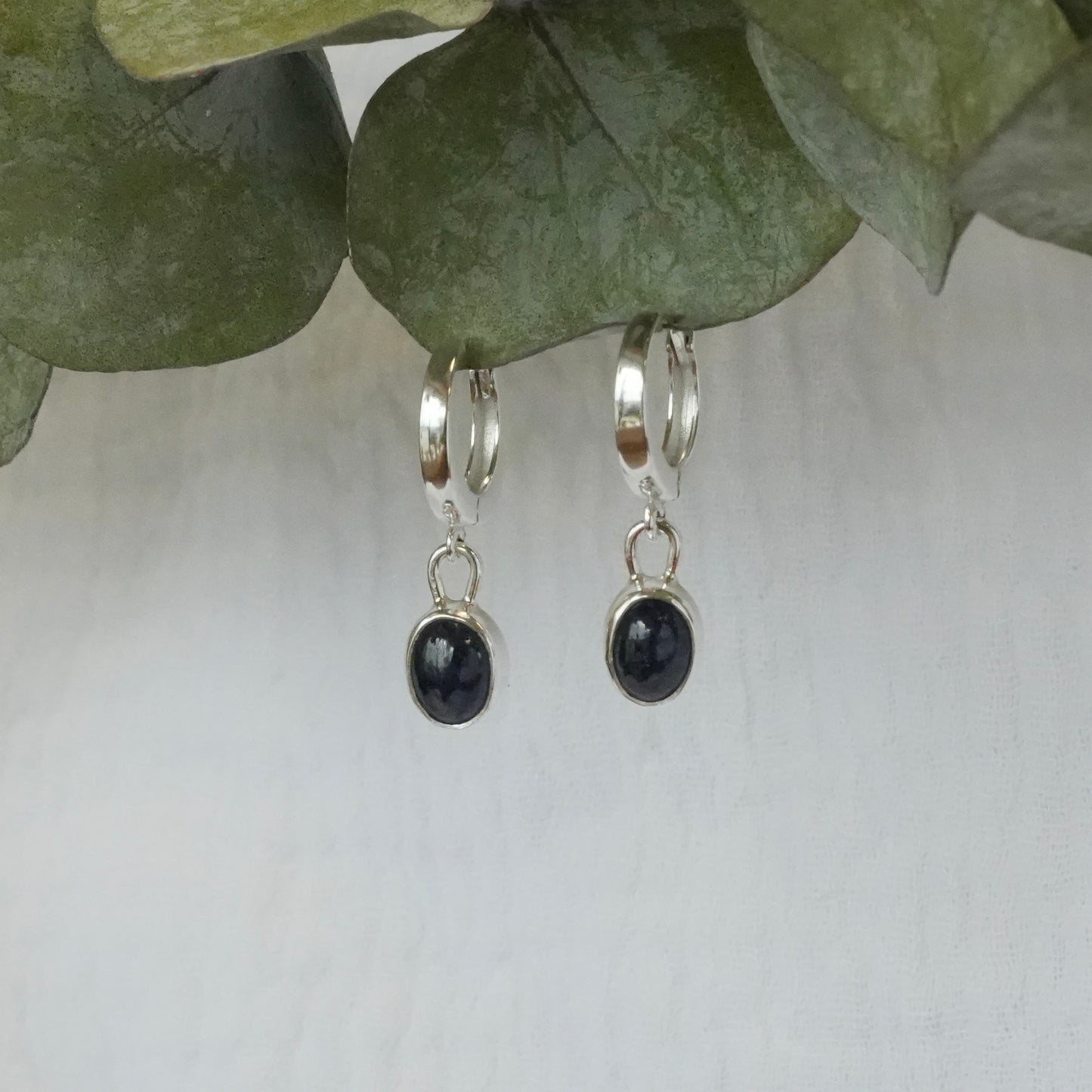 Blue Sapphire Hoops