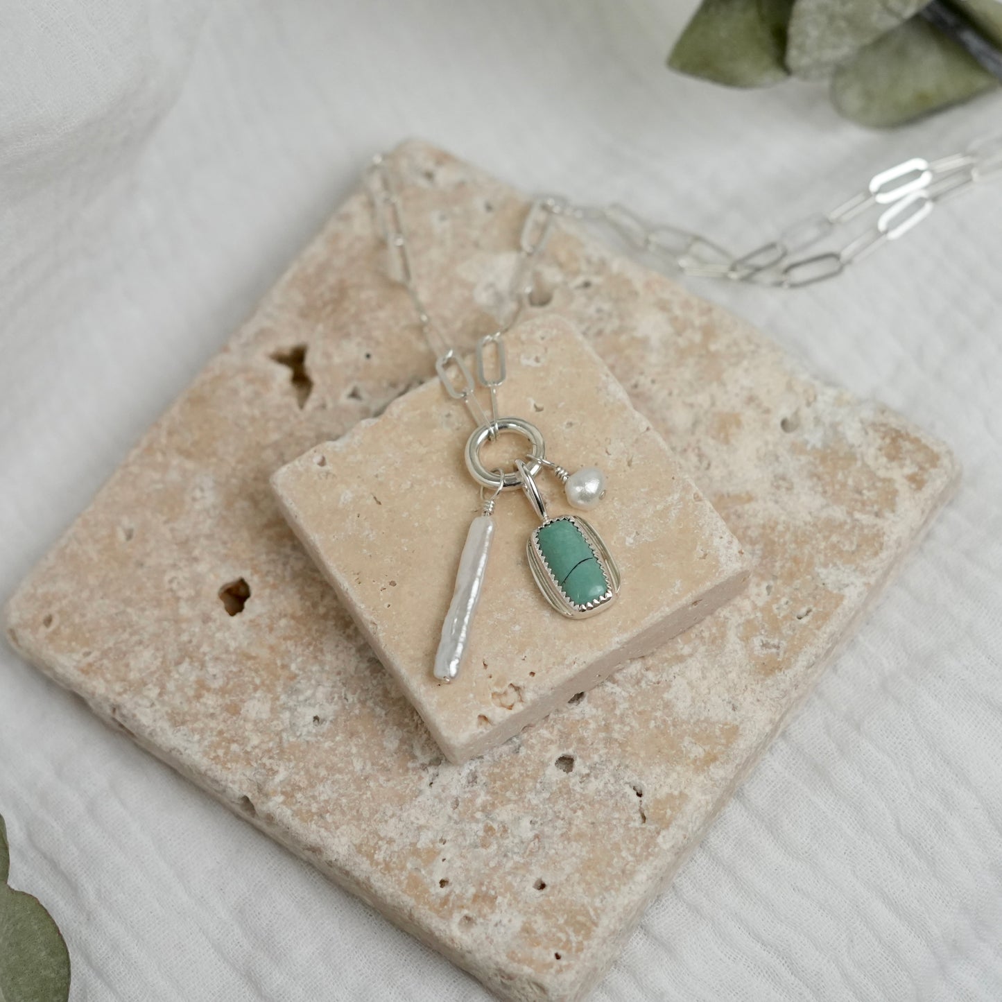 Turquoise + Pearl Necklace