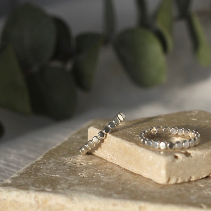 Silver Hammered Bubble Band