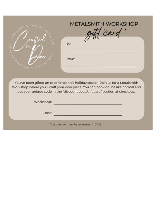 Gift an Experience - Metalsmith Workshop Gift Card