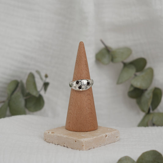 Smokey Quartz + White Sapphire Ring - 7