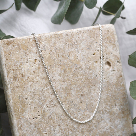 Cadena de cuerda de plata esterlina