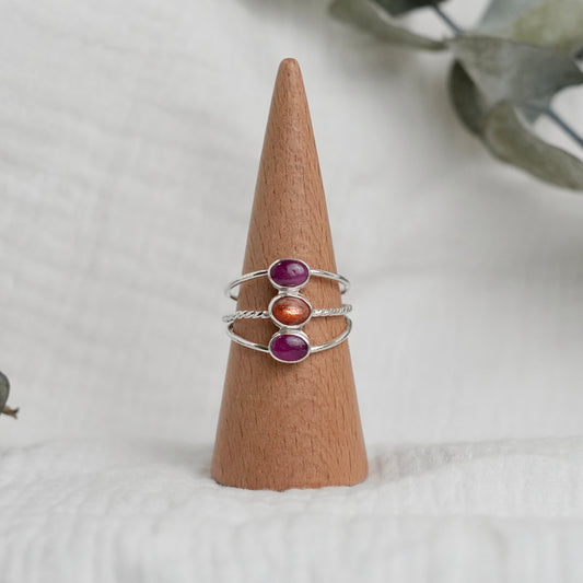 Ruby & Sunstone Ring - 11.5