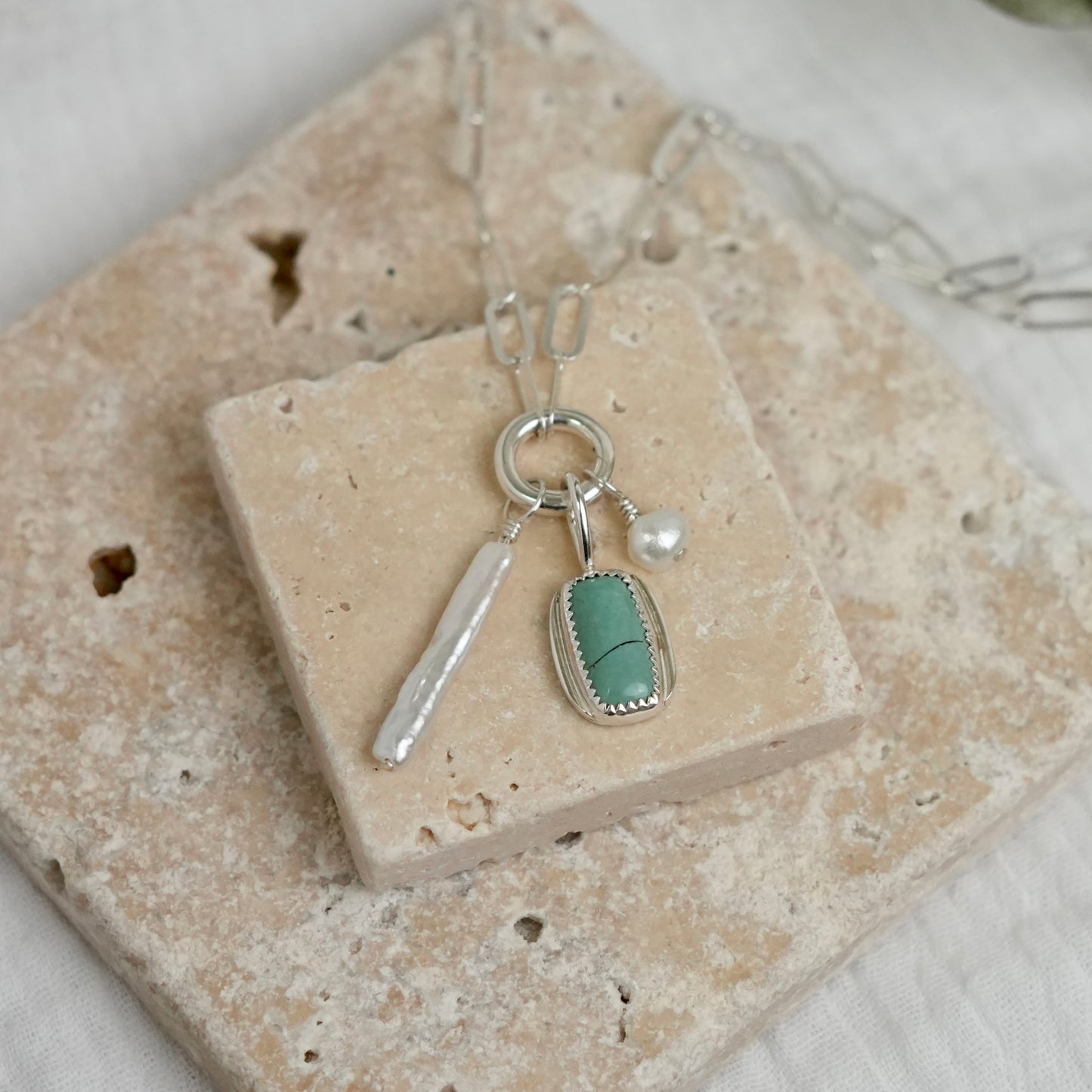 Turquoise + Pearl Necklace