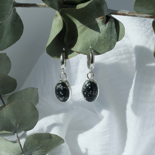 Snowflake Obsidian Earrings