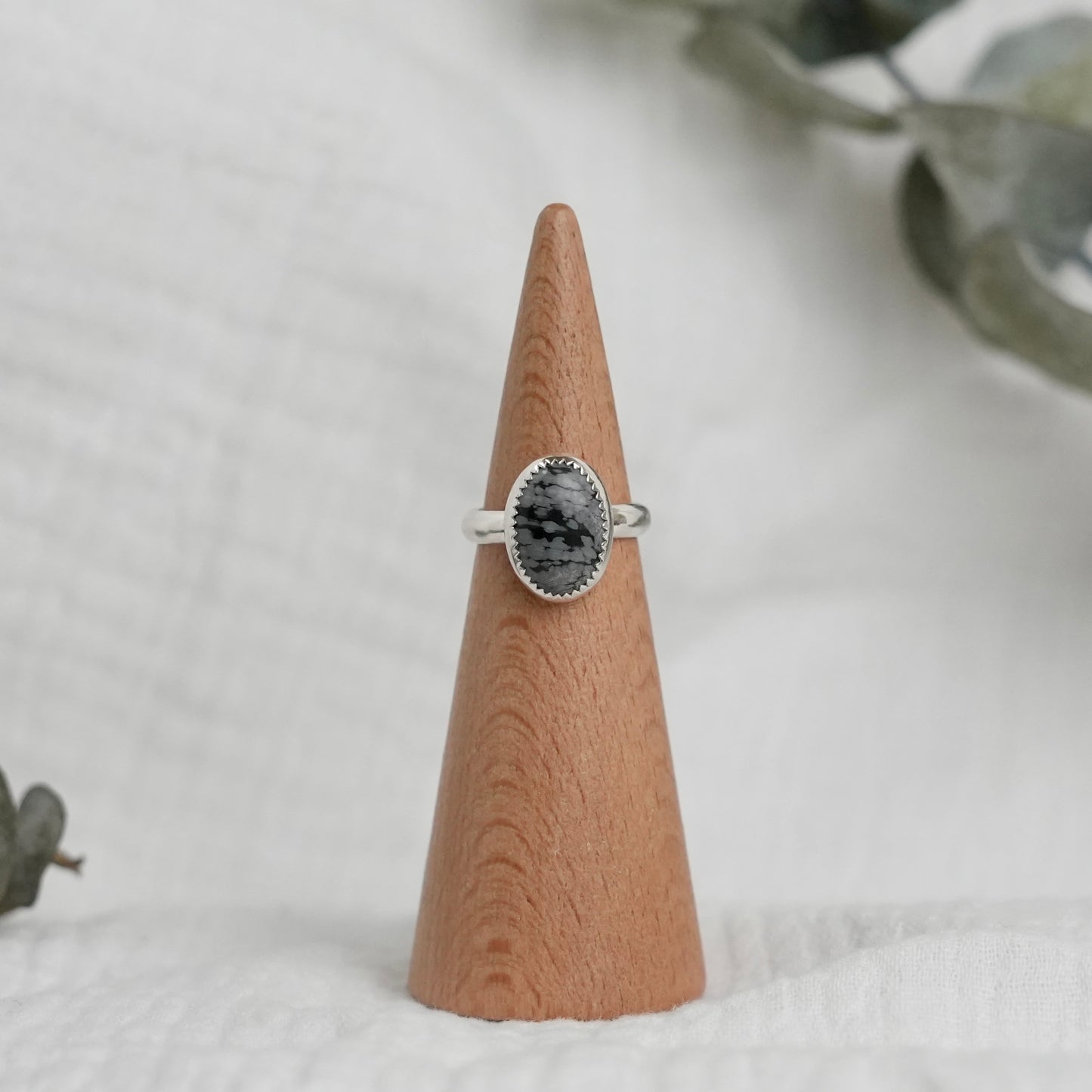 Snowflake Obsidian Ring - 4.5