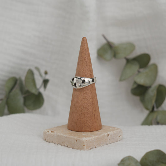 Smokey Quartz + White Sapphire Ring - 7