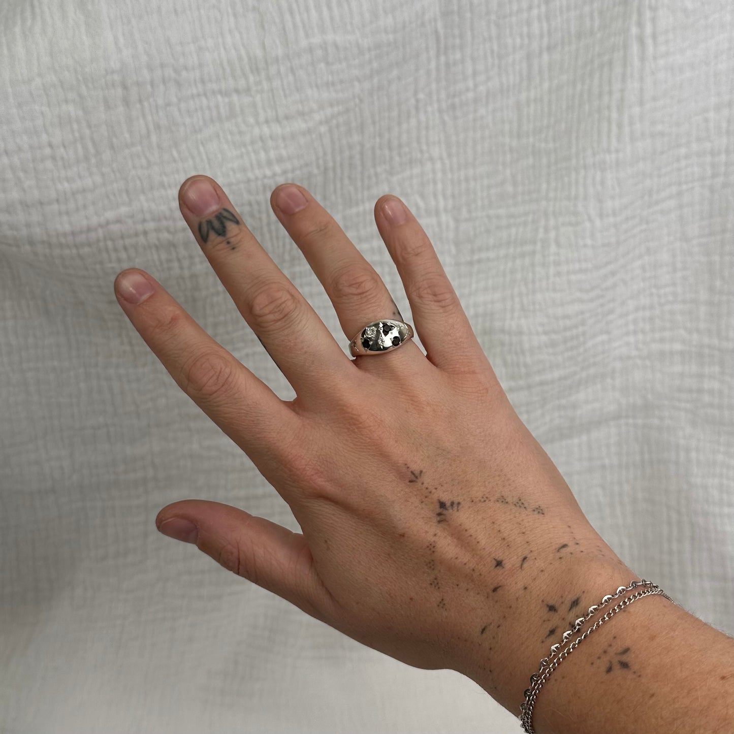 Smokey Quartz + White Sapphire Ring - 7